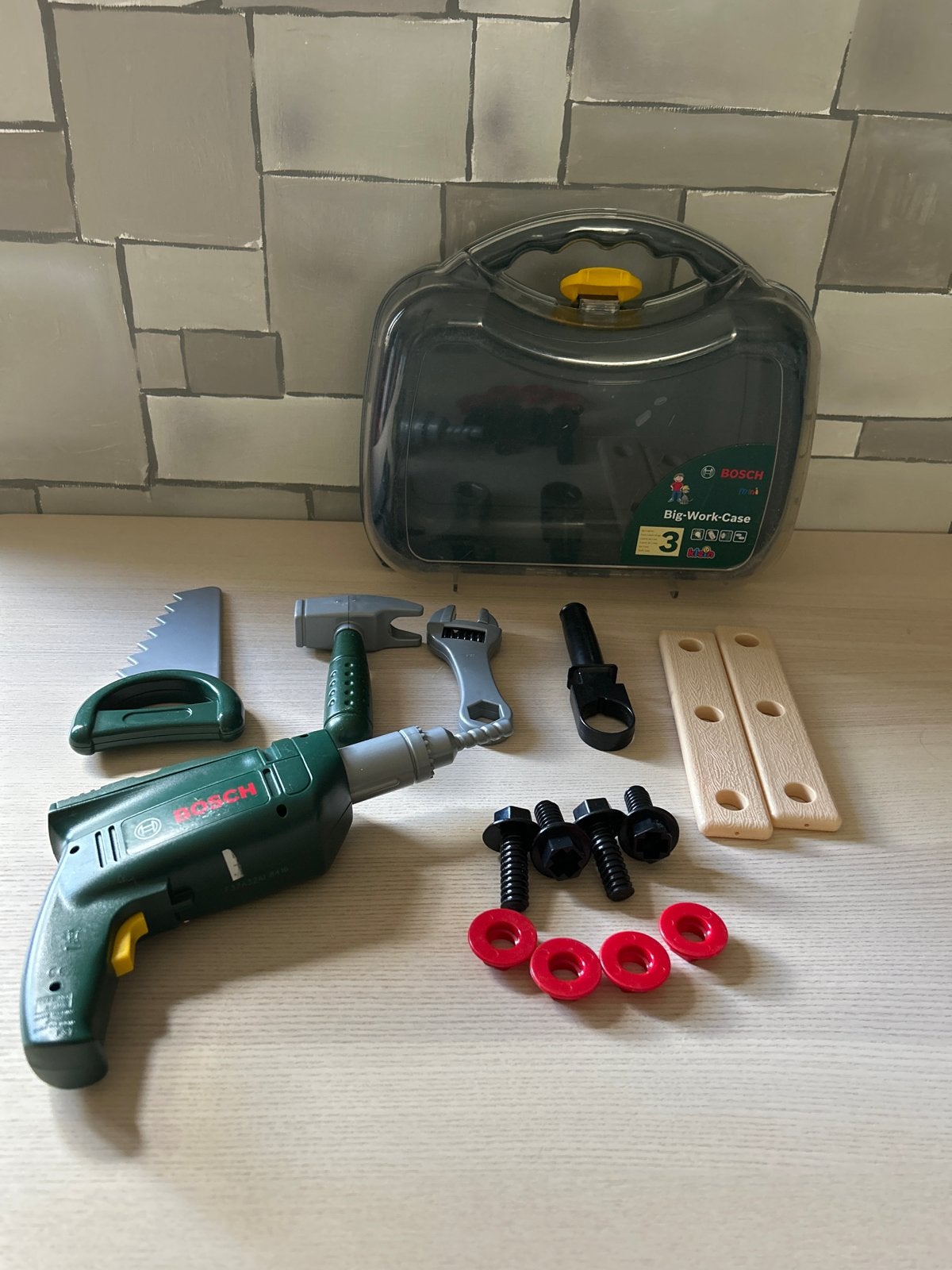 Bosch Big-Work-Case met speelgoedgereedschap, Ophalen of Verzenden, Zo goed als nieuw, Bouwen