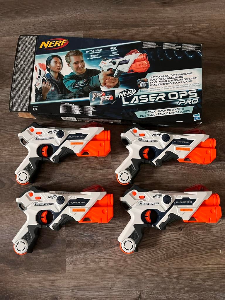 Nerf Laser Ops Pro AlphaPoint set - 4 laserguns, Kinderen en Baby's, Speelgoed | Buiten | Actiespeelgoed, Ophalen, Zo goed als nieuw