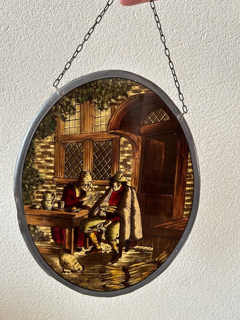 Gebrandschilderd glas-in-lood raamhanger taveerne, Ophalen of Verzenden