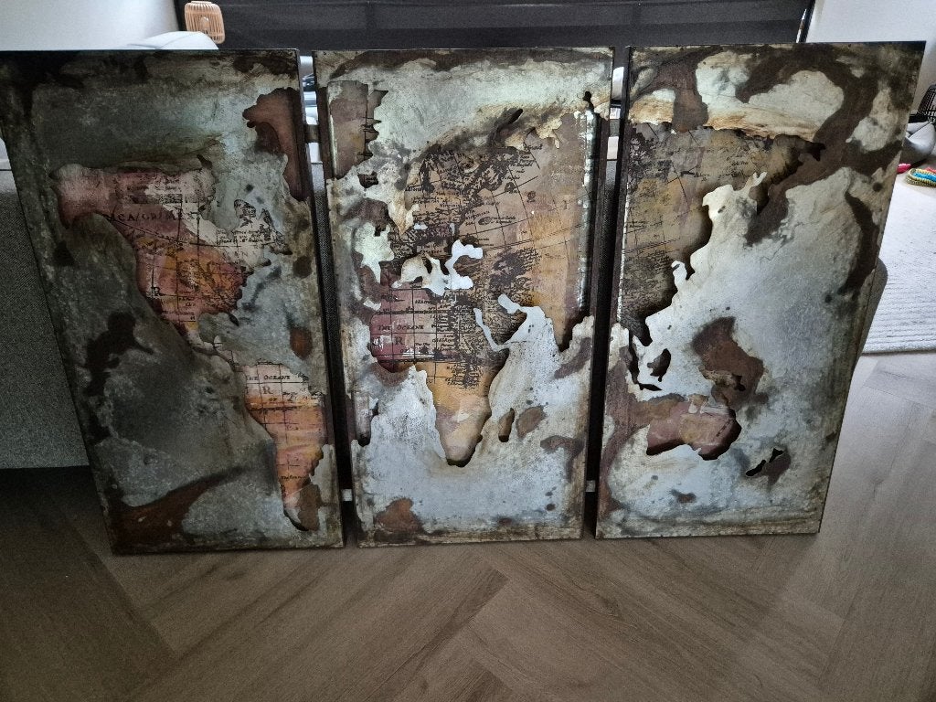 Schilderij landkaart, Antiek en Kunst, Ophalen, Overig onderwerp, 3D-effect, Overige technieken