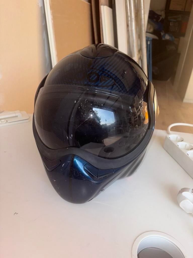 Boxer helm carbon mono blue, Fietsen en Brommers, Brommerhelmen, Ophalen, Gebruikt, Small