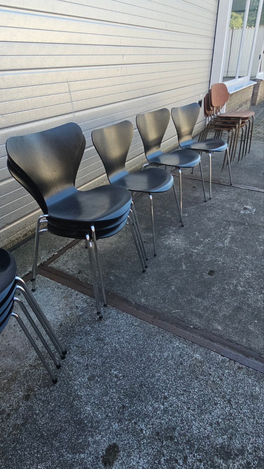 Fritz Hansen Vlinderstoel (Serie 7) - Zwart, Gebruikt, Huis en Inrichting, Stoelen, Ophalen, Gebruikt, Zwart, Vijf, Zes of meer stoelen