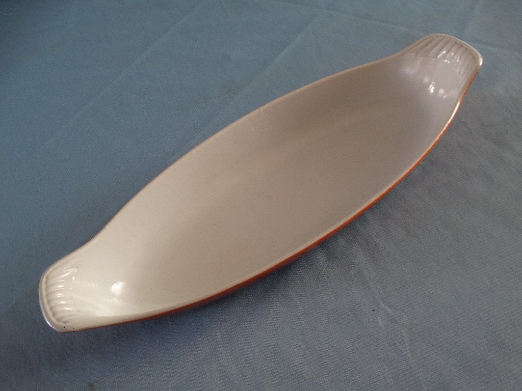 Ovenschaal gietijzer DRU Holland 40 cm oranje/rood, Gebruikt, Ophalen of Verzenden, Geschikt voor barbecue, Overige merken