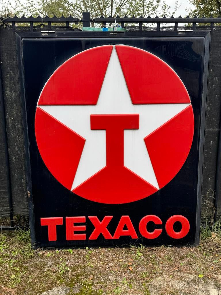 Groot Texaco Reclamebord - Vintage Lichtbak, Verzamelen, Merken en Reclamevoorwerpen, Ophalen, Gebruikt, ., Lichtbak of (neon) lamp