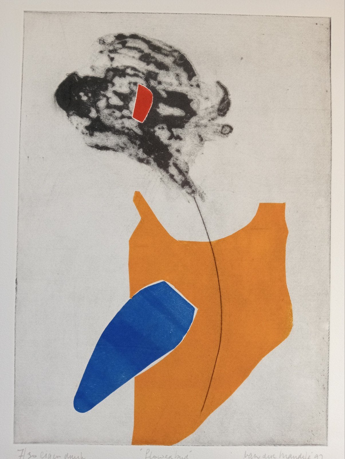 Anneke van der Mandele Ets Flowerbud, Ophalen of Verzenden