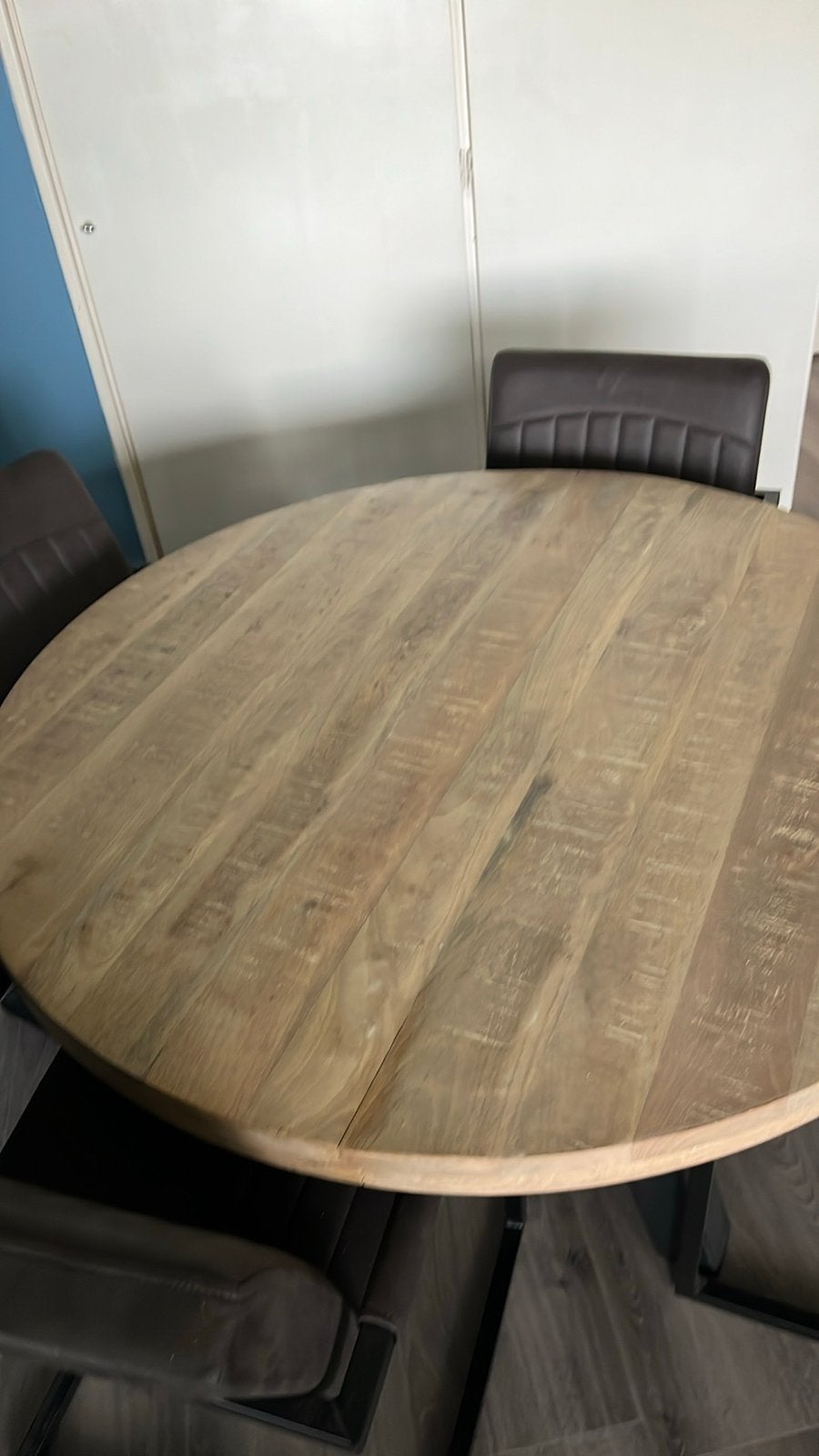 Mango houten eettafel rond 120, Huis en Inrichting, Tafels | Eettafels, Rond, Zo goed als nieuw, Ophalen, Overige houtsoorten