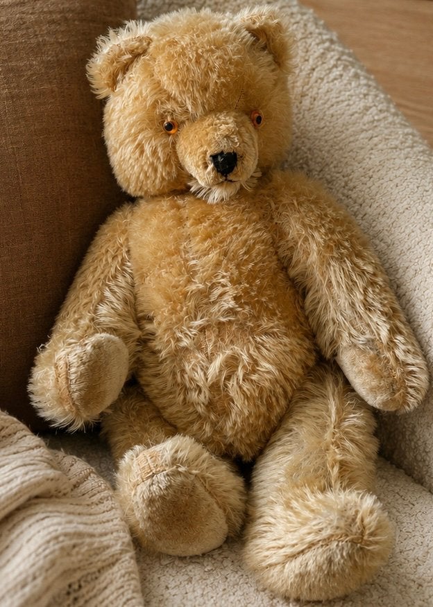 Grote oude teddybeer met karakter (60 cm), Verzamelen, Beren en Cherished Teddies, Ophalen, Gebruikt, Stoffen beer, Overige merken