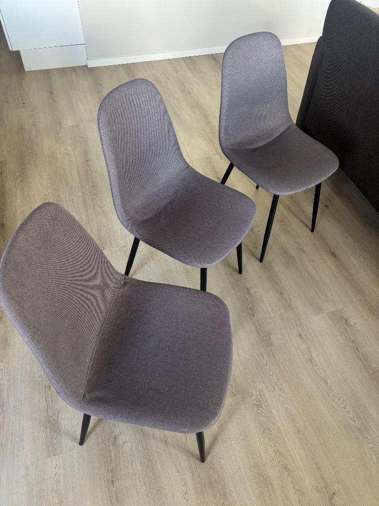 3x JYSK eetkamerstoelen – grijs/antraciet, Ophalen, Gebruikt, Drie, Stof