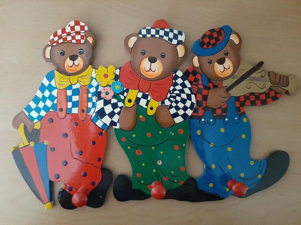 twee identieke kinderkapstokjes met beren, Ophalen of Verzenden, Zo goed als nieuw, Kapstokje