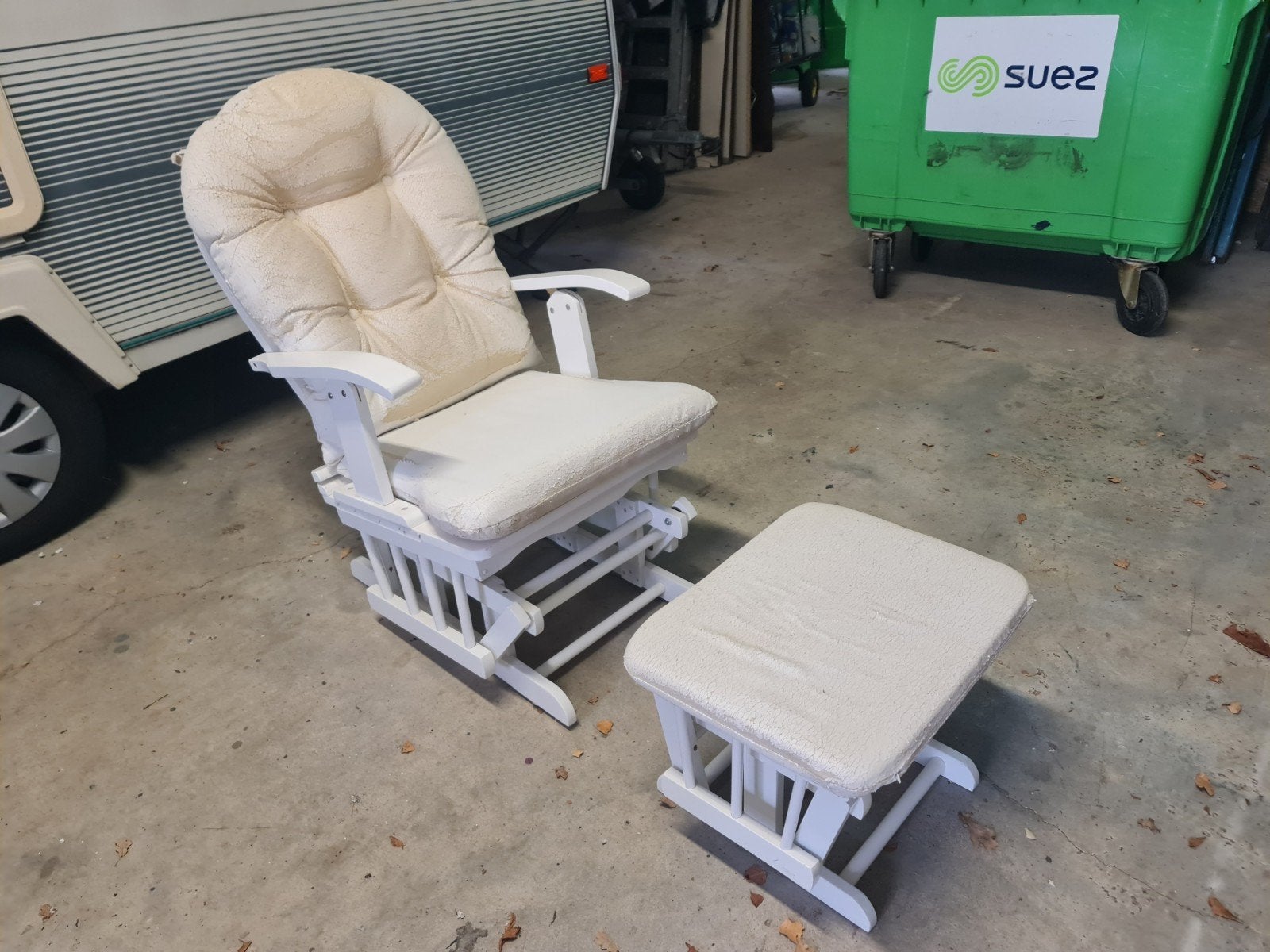 baby schommelstoel / voedingsstoel met hocker, Ophalen, Gebruikt, Hout