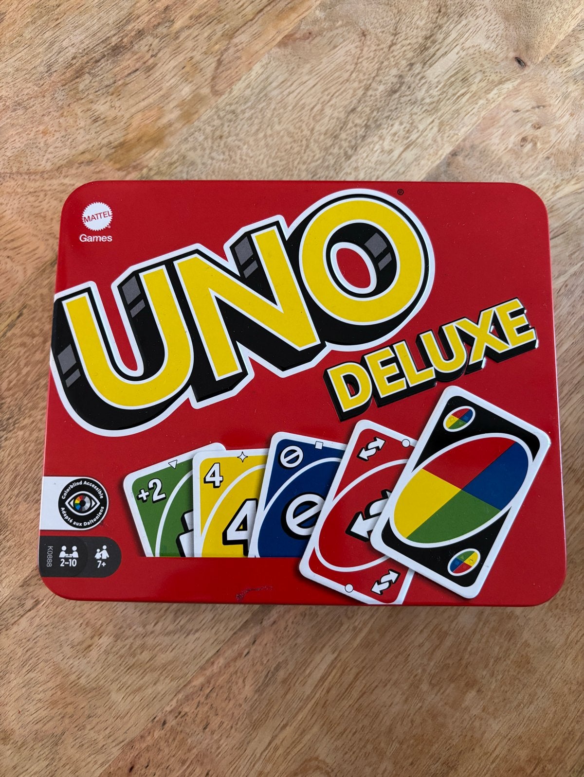 UNO Deluxe Kaartspel in Blikken Doos - Nieuw, Hobby en Vrije tijd, Gezelschapsspellen | Kaartspellen, Vijf spelers of meer, Ophalen of Verzenden