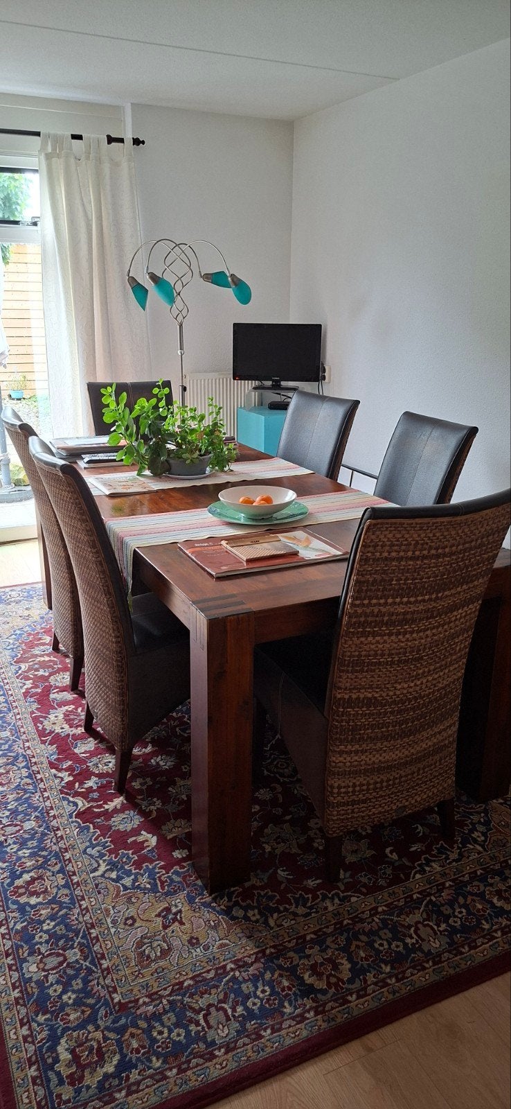 Complete Teakhouten Eethoek: Tafel, Dressoir & 6 Stoelen, Ophalen, Koloniaal, Robuust, Sfeervol, 150 tot 200 cm, Met lade(s)