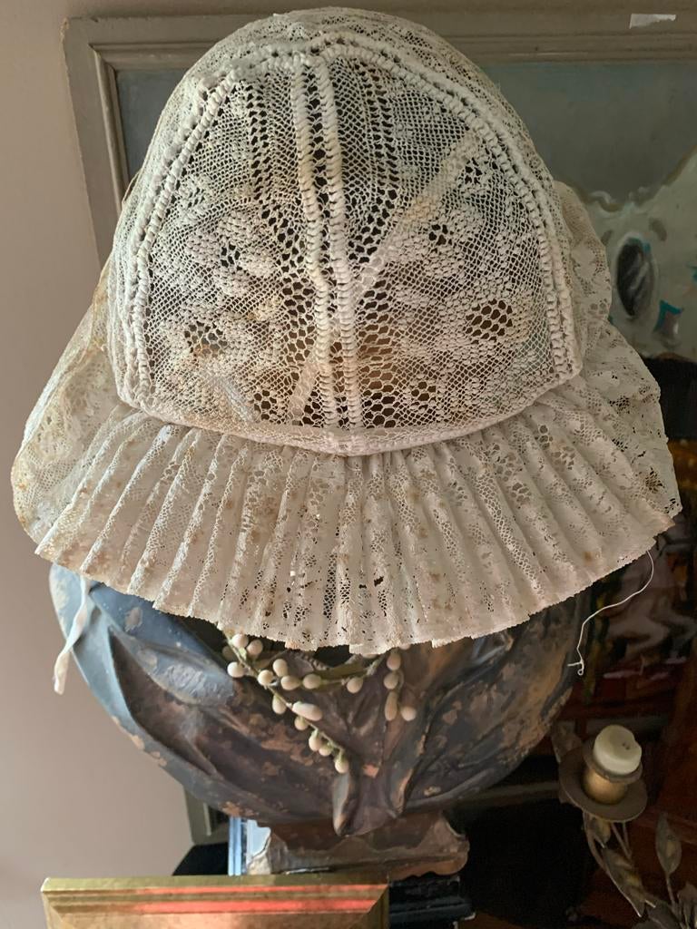 Antieke Klederdracht flodder Muts - Handgemaakt Kant, Antiek en Kunst, Ophalen of Verzenden, Dames