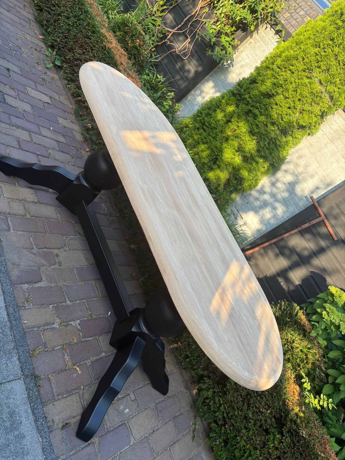 Ovale eettafel, Ophalen, 100 tot 150 cm, Zo goed als nieuw, 150 tot 200 cm