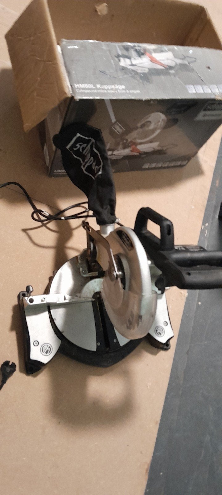afkortzaag merk  scheppach zgan meyt doos en handl, Ophalen of Verzenden, Zo goed als nieuw, 1000 watt of meer, Haakse handslijpmachine