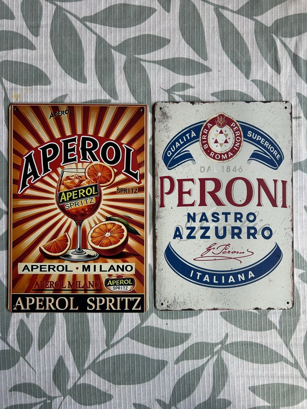 Aperol Spritz & Peroni Nastro Azzurro Reclameborden, Verzamelen, Ophalen of Verzenden, Nieuw, Reclamebord