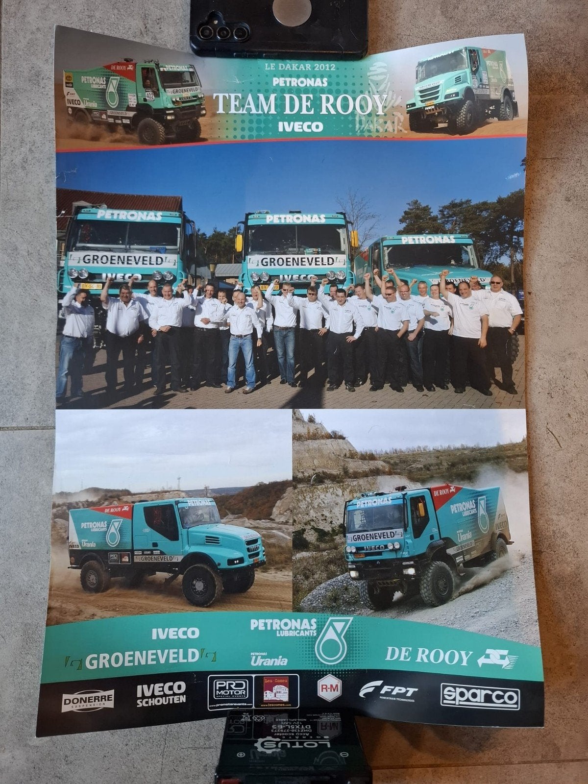 3x Iveco Team De Rooy Dakar Rally Posters (2012, 2014, 2016), Ophalen of Verzenden, Gebruikt, Auto's