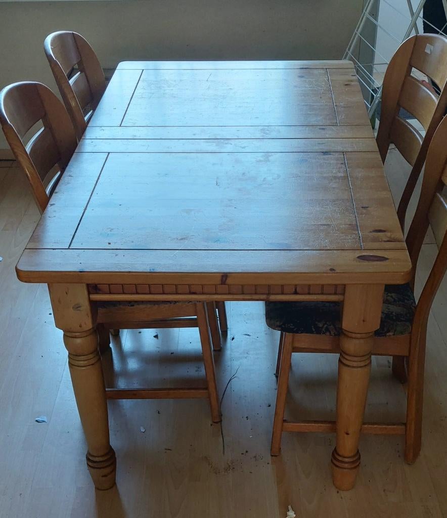 Eettafel met 4 stoelen, Huis en Inrichting, Tafels | Eettafels, Ophalen, Gebruikt, 100 tot 150 cm, 50 tot 100 cm