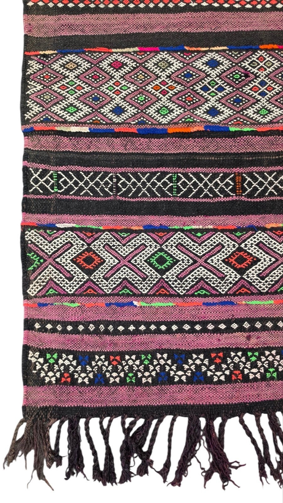 Vintage Handgeweven Kelim Vloerkleed Boho Eclectic 140x210cm, Paars, 100 tot 150 cm, Onbekend, 200 cm of meer