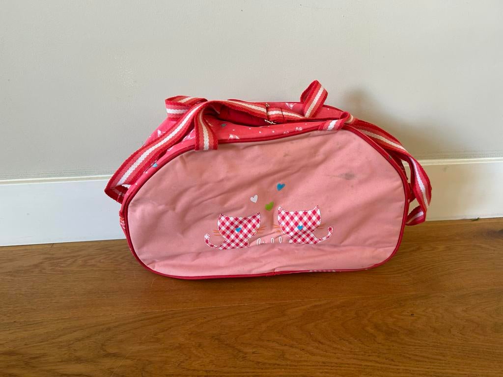 Roze reistas/sporttas met katjesprint, 40 tot 60 cm, Gebruikt, Roze, 35 tot 55 cm