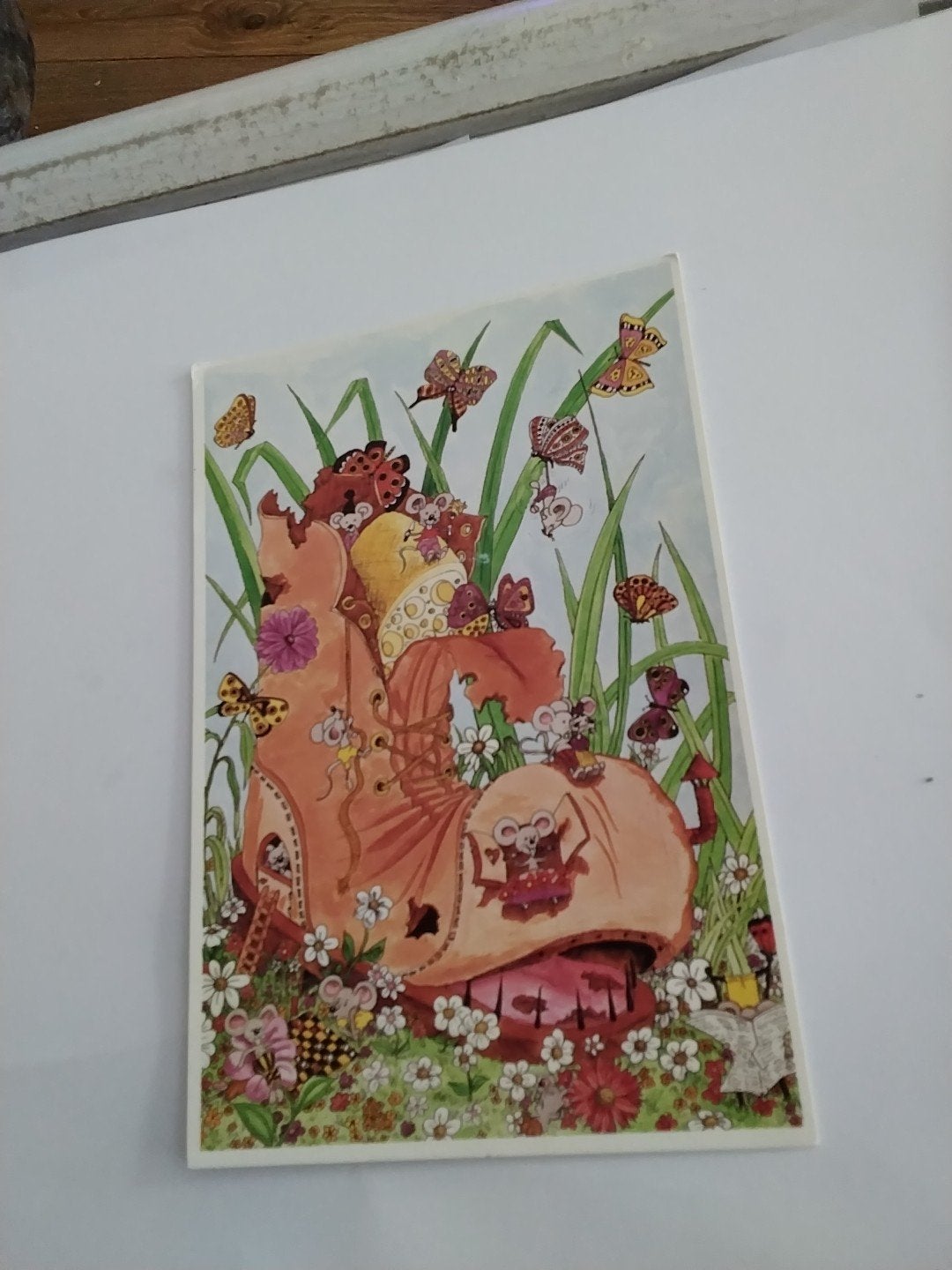 Vintage Ansichtkaart: Illustratie met vlinders en muizen, Ophalen of Verzenden