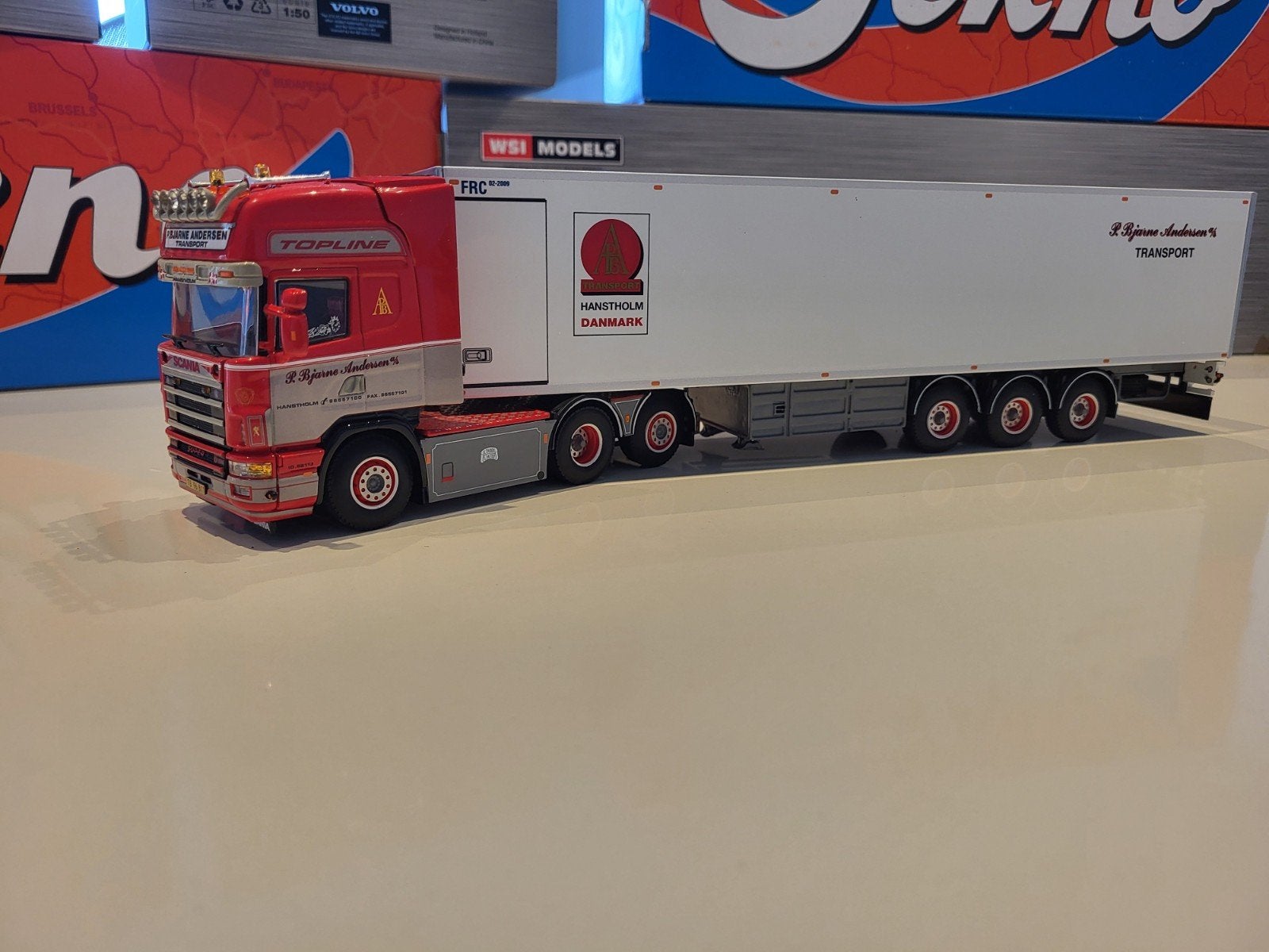 Wsi Scania 4 serie p bjarne andersen, Ophalen of Verzenden, Zo goed als nieuw, Bus of Vrachtwagen, Wsi