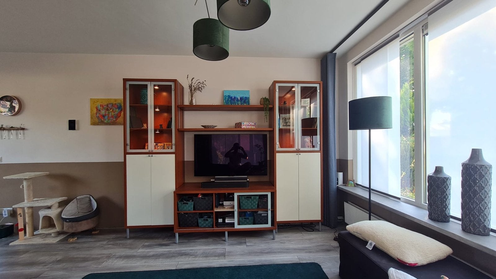 Modulaire Kast met Vitrinekasten en TV-meubel, Ophalen, 250 tot 300 cm, Gebruikt, 200 cm of meer