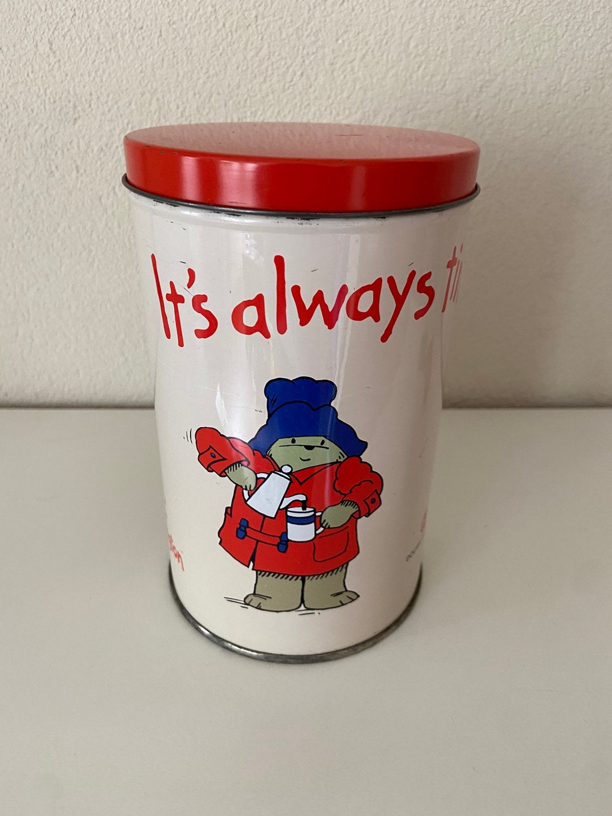 Vintage 90s Beertje Paddington Koektrommel (1995), Verzenden, Gebruikt, Overige, Douwe Egberts
