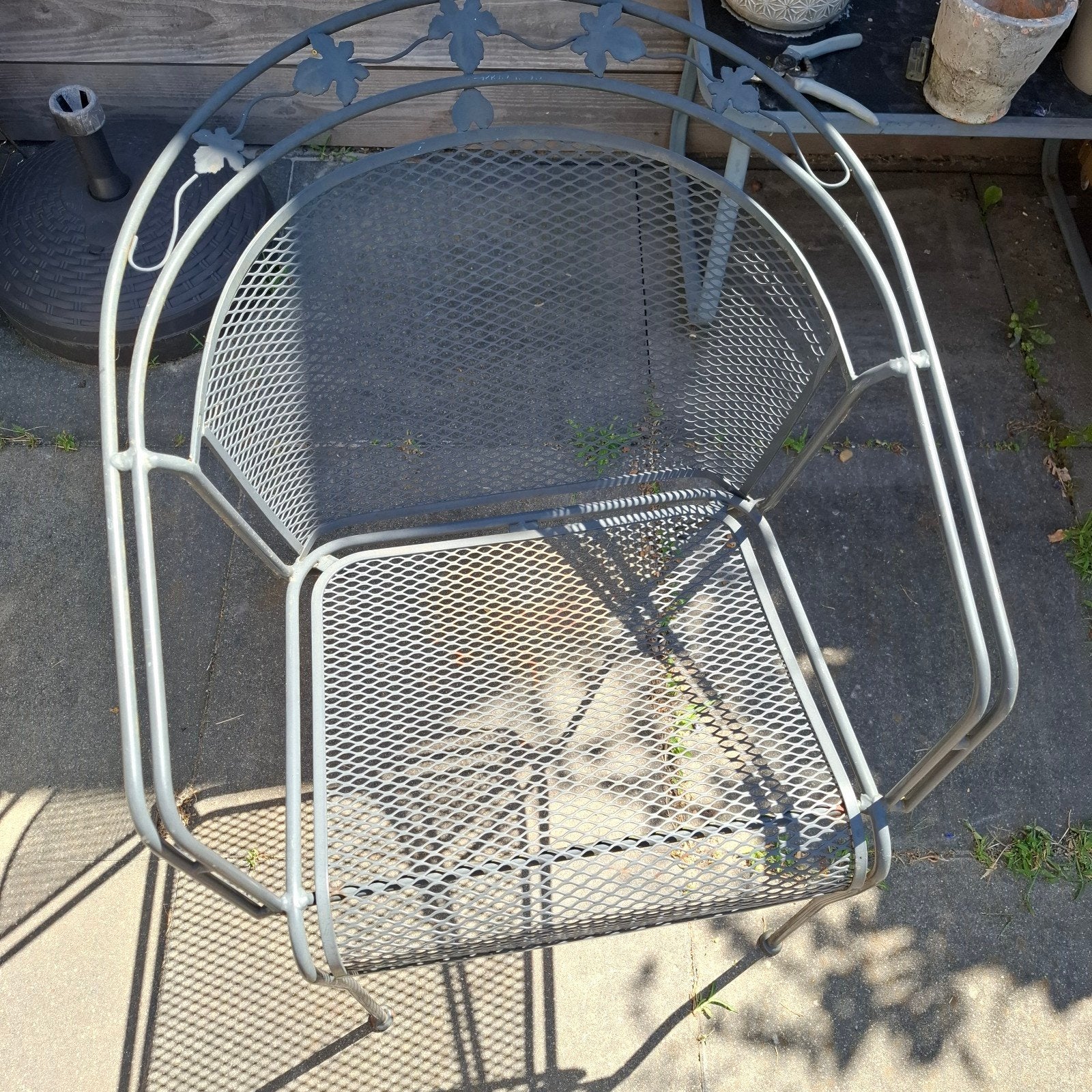 4 stuks metalen tuinstoelen met bladmotief, Ophalen, Gebruikt, Metaal