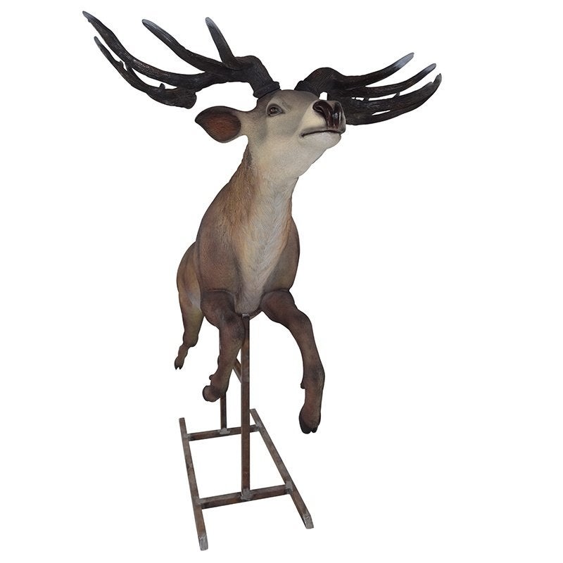 Flying reindeer on metal base – Rendier beeld Hoogte 224 cm, Ophalen, HorecaBeelden, Nieuw, HorecaBeelden