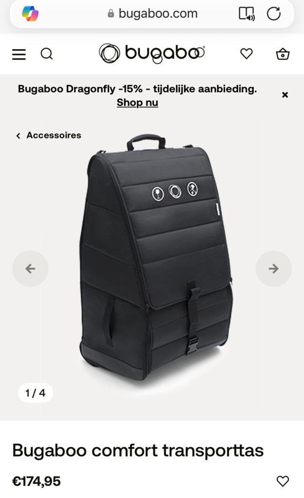 Bugaboo reiskoffer voor kinderwagen, Kinderen en Baby's, Kinderwagens en Combinaties, Ophalen of Verzenden, Gebruikt, Bugaboo