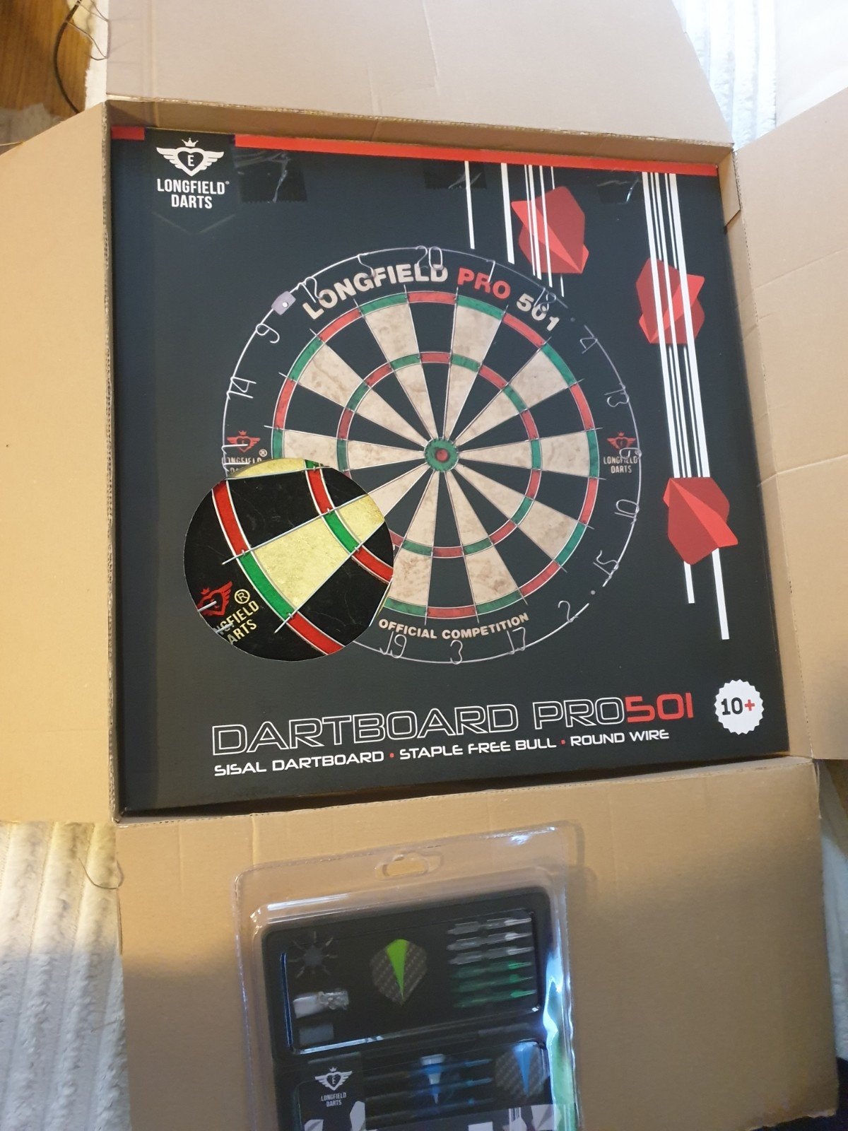 Longfield Dartbord Pro 501 met Darts Set, Ophalen, Nieuw, Dartbord met pijlen