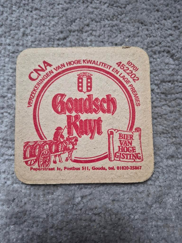 Vintage Goudsch Kuyt Bierviltje - Bier van Hoge Gisting, Ophalen of Verzenden, Gebruikt, Viltje(s), Overige merken