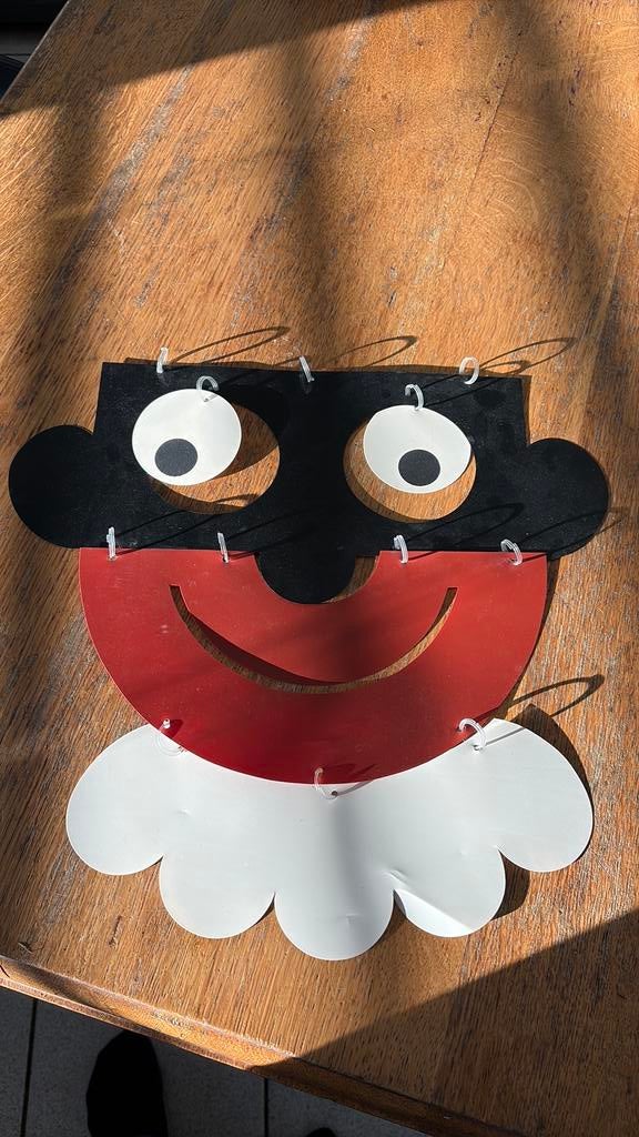 Zwarte piet kop plastic mooi en sprekend gezicht, Diversen, Ophalen of Verzenden