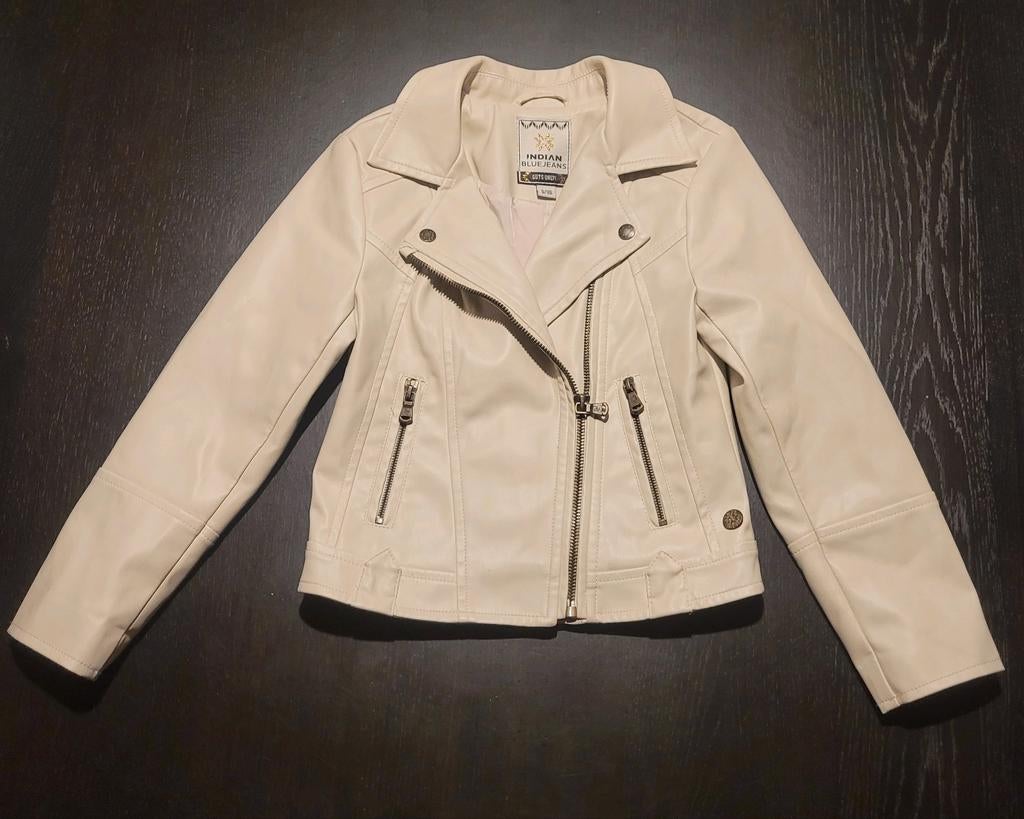 Beige leren jasje meisjes Indian blue jeans maat 116, Ophalen of Verzenden, Zo goed als nieuw, Meisje, Jas