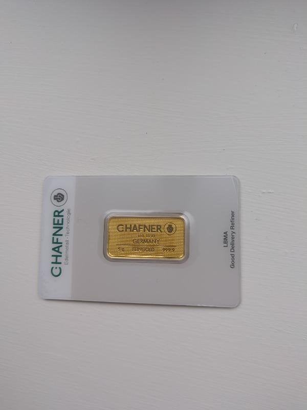 C. Hafner goudbaar 5 gram, Ophalen, Goud