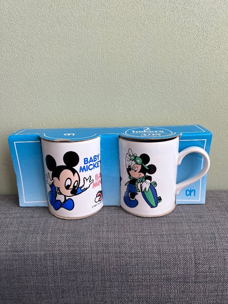 Vintage Albert Heijn Disney Bekers '87 Set van 2 Nieuw doos, Verzenden