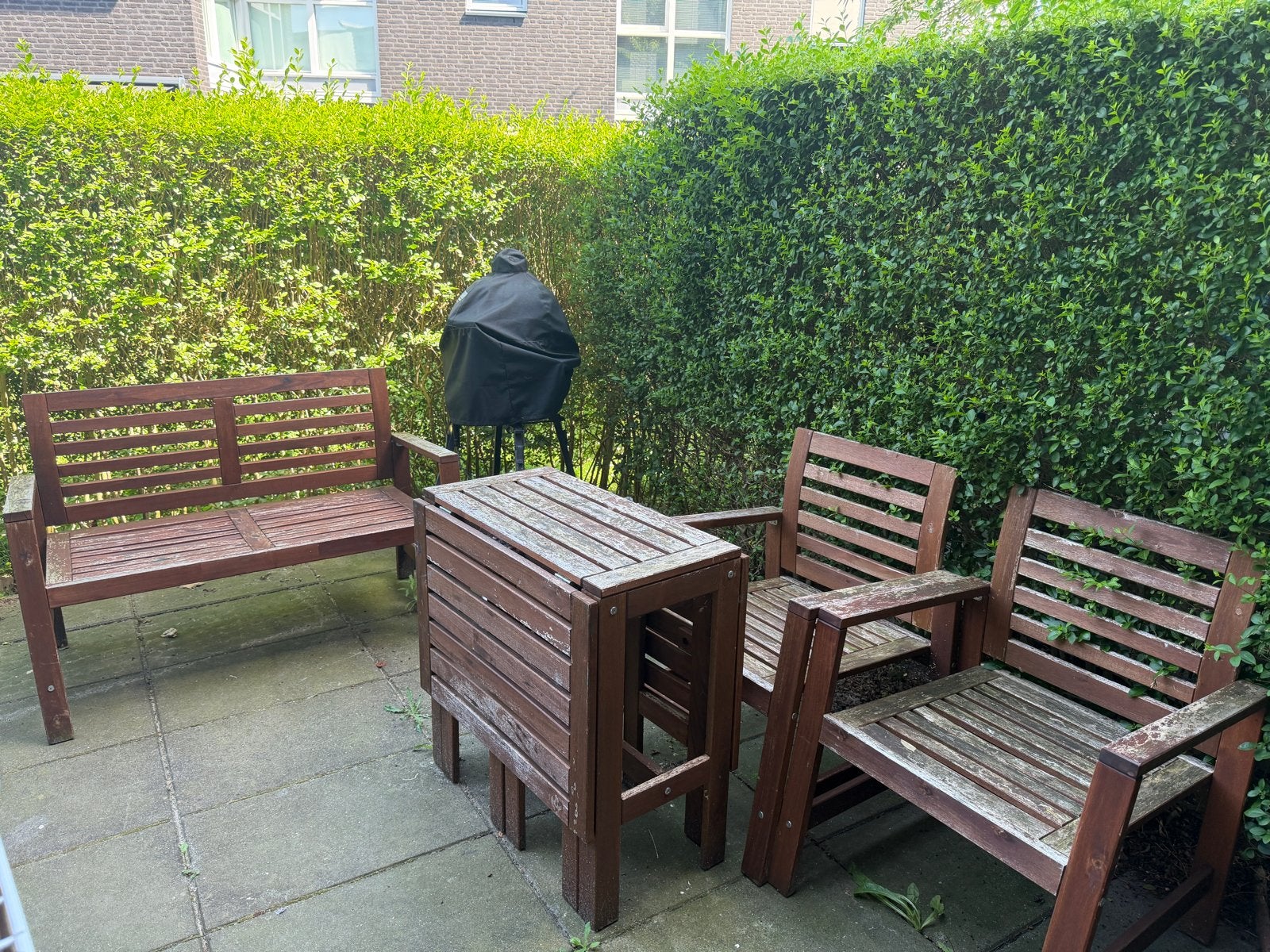 IKEA NÄMMARÖ tuinset: tafel, bank en 2 stoelen, Ophalen, 4 zitplaatsen, Gebruikt, Hout
