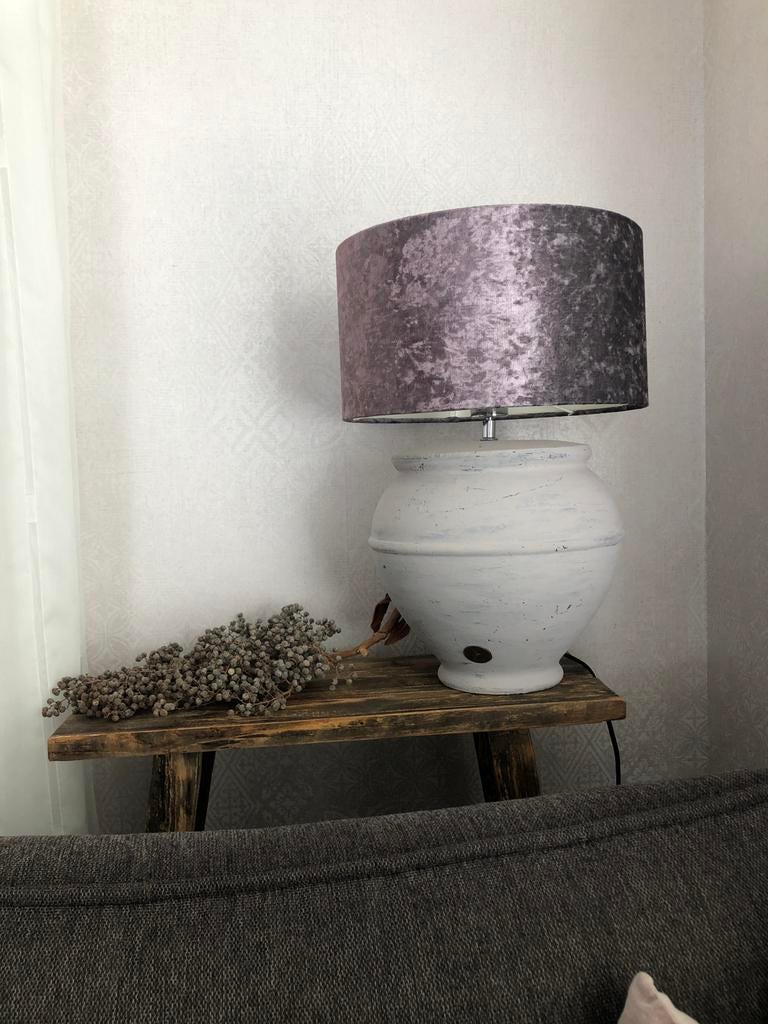Lampekap velvet stof kleur mauve, Ophalen of Verzenden, Zo goed als nieuw, Rond