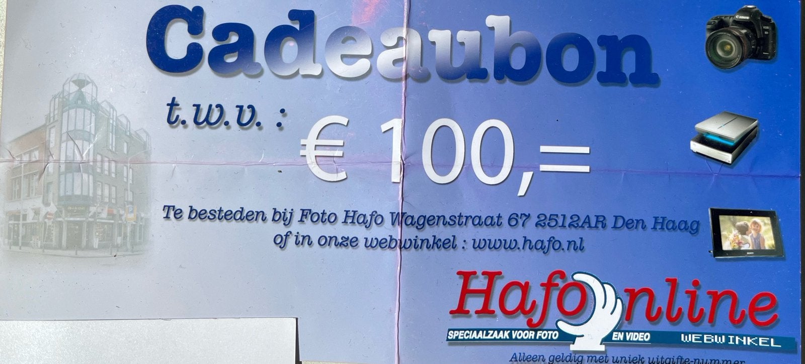 Cadeaubon, Tickets en Kaartjes, Eén persoon, Cadeaubon