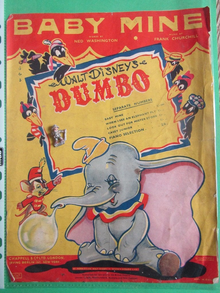 1941 Dumbo Bladmuziek, Verzenden, Overige figuren, Gebruikt, Papier, Kaart of Schrift