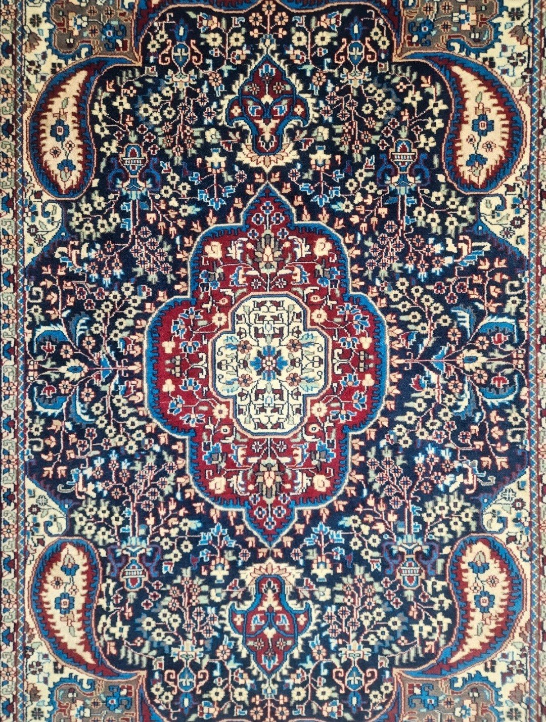 Handgeknoopt Perzisch wol Kashmir tapijt medallion 182x281cm, 150 tot 200 cm, Www.hypepopup.nl, Ophalen of Verzenden, Zo goed als nieuw