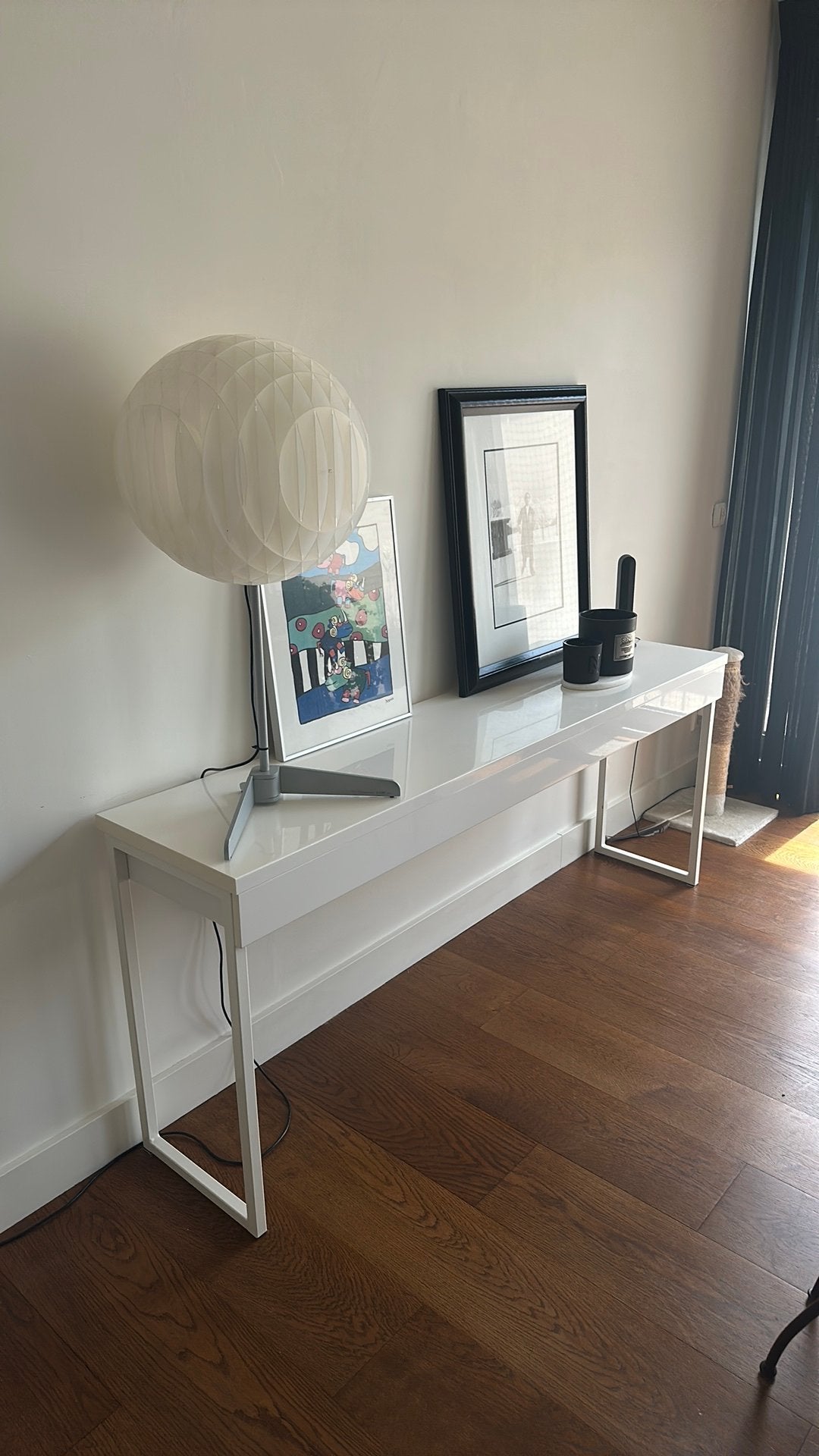 Witte hoogglans sidetable / consoletafel – 180 x 40 x 75 cm, Huis en Inrichting, Tafels | Sidetables, Zo goed als nieuw, 25 tot 50 cm