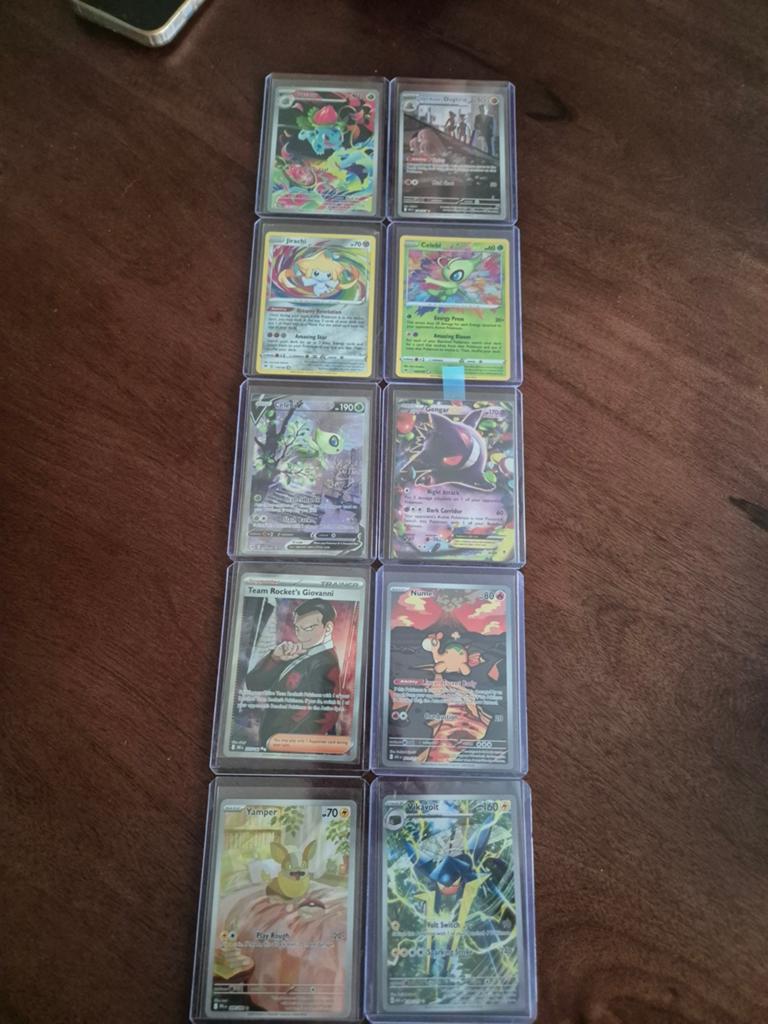 10 Pokémon kaarten: Gengar, Celebi V, Team Rocket & meer!, Ophalen of Verzenden, Zo goed als nieuw, Meerdere kaarten