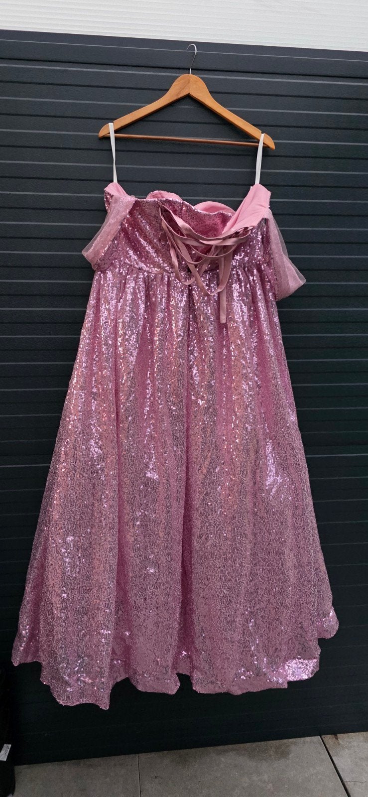 Roze pailletten galajurk / feestjurk, Maat 38/40 (M), Verzenden, Roze, Onder de knie