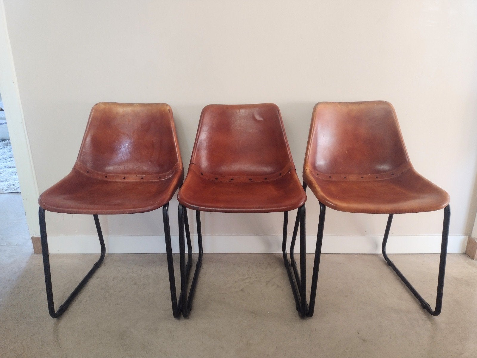 3 stoere eetkamerstoelen, Ophalen, Gebruikt, Industrieel, Drie