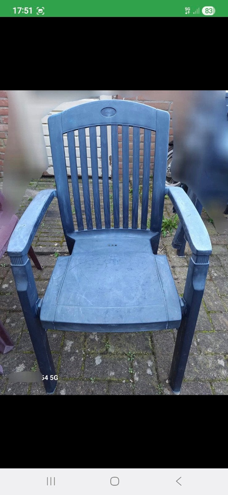 Blauwe Hartman tuinstoelen ( opstapelbaar), Ophalen, Gebruikt, Kunststof