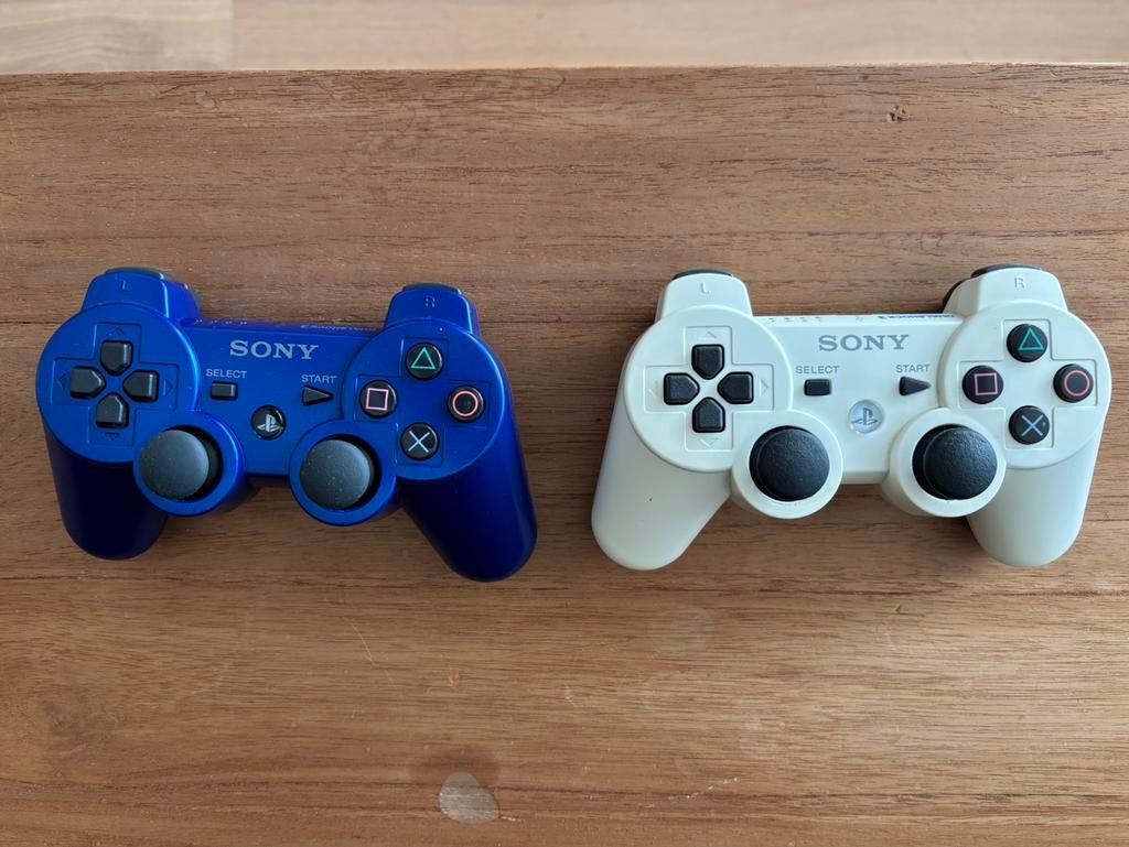 Sony PS3 DualShock 3 Controllers / Blauwe / Witte, Ophalen, Gebruikt, PlayStation 3, Controller