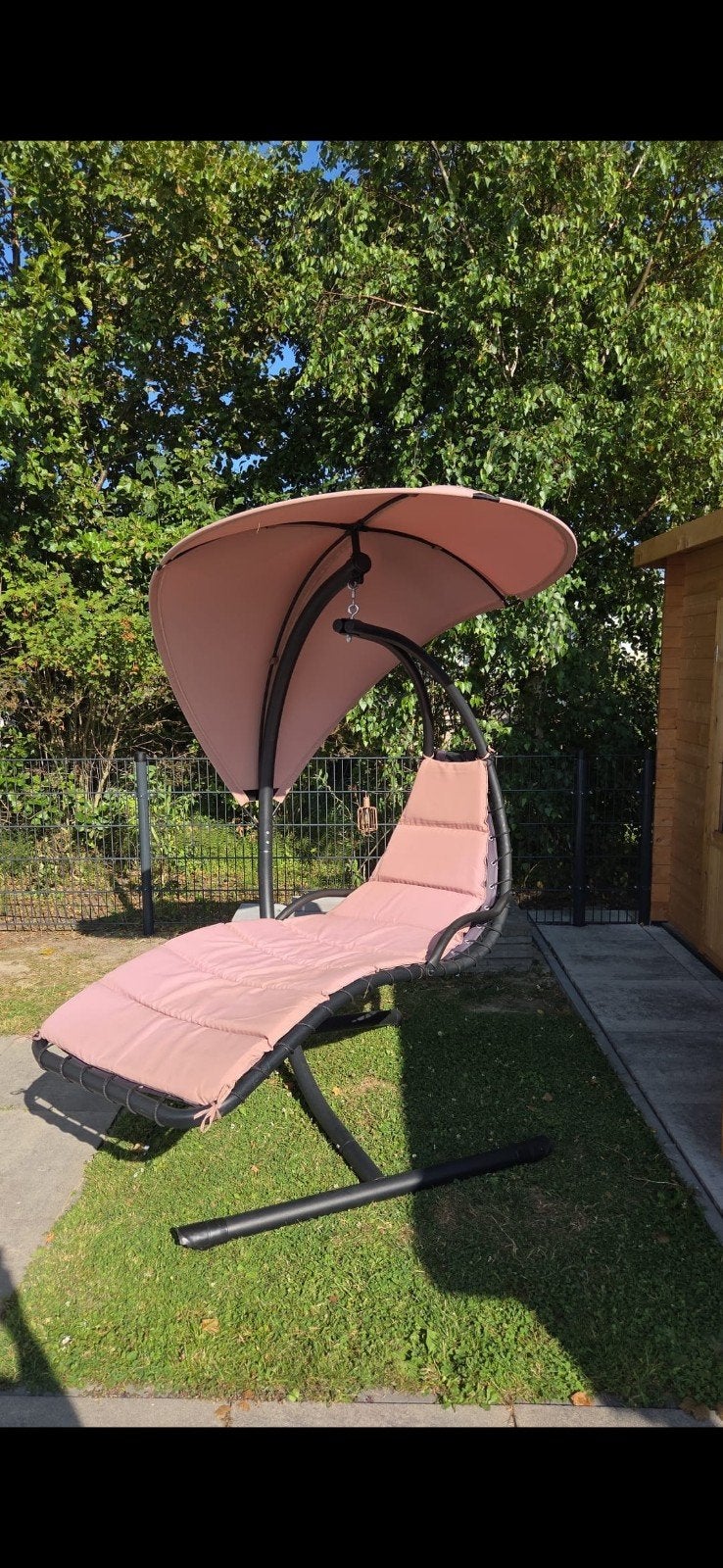 Complete Hangstoel met Standaard en Zonnescherm, Ophalen, Zo goed als nieuw, Met standaard, Eenpersoons