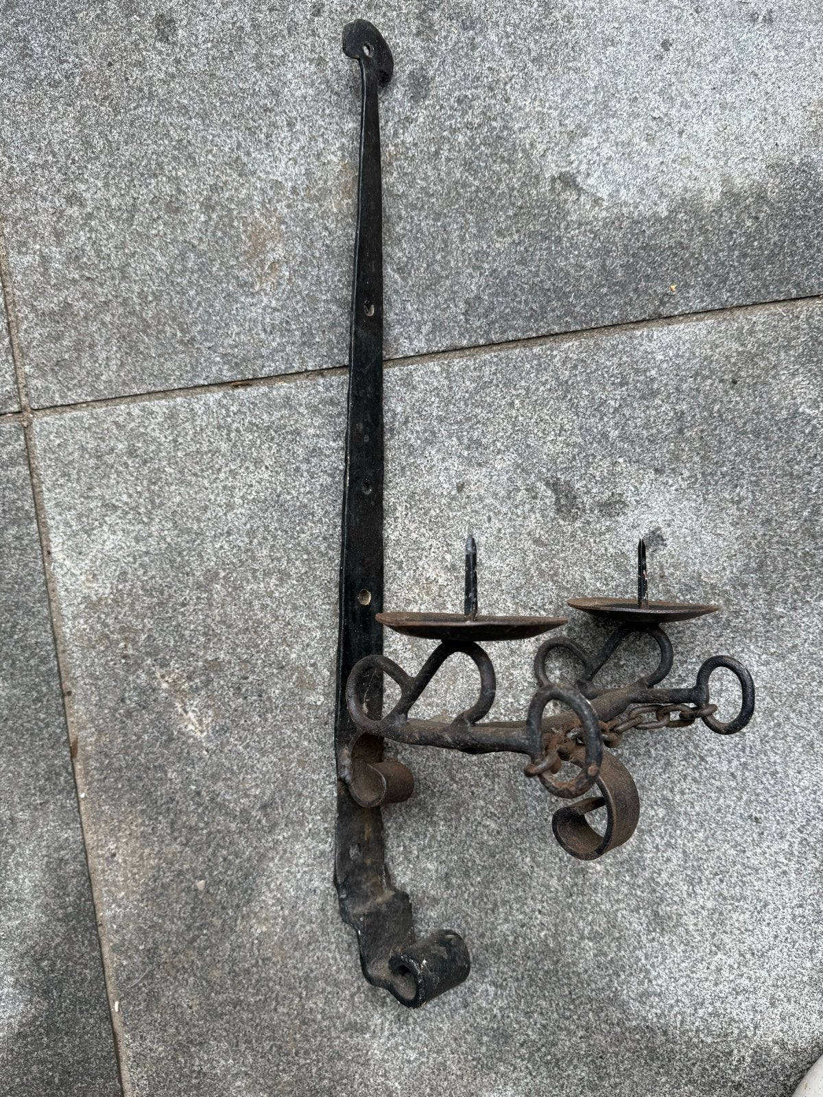 Antieke smeedijzeren kandelaar, Antiek en Kunst, Ophalen, Overige materialen